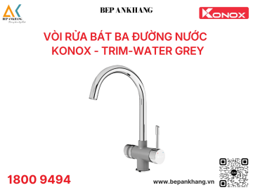 Vòi rửa bát Konox ba đường nước Trim-Water Grey